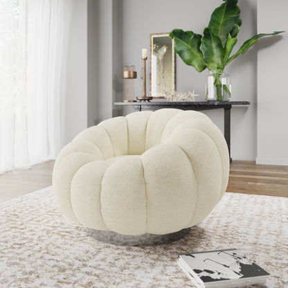 Lillie - Pumpkin Swivel Accent Chair - White