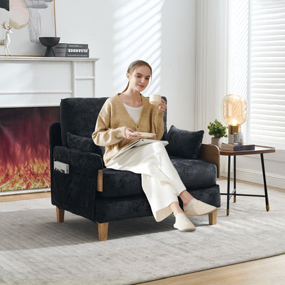 Mid Century Modern Foldable Sofa Bed Recliner, 3 - 1 Convertible Sleeper With 3 Pillows For Small Spaces - Black