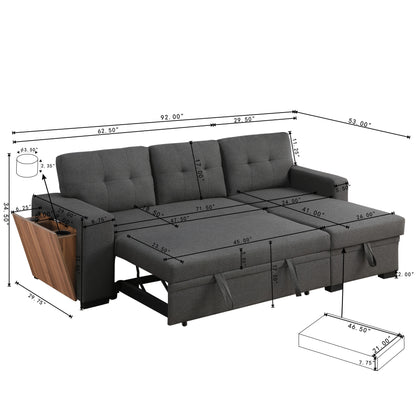 3 Piece Upholstered Sectional - Dark Gray