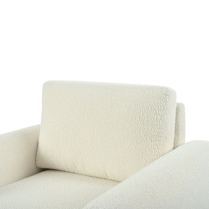 Modern Boucle Upholstered Accent Chair Luxurious Comfort & Sturdy Support, Solid Wood Frame - Ivory
