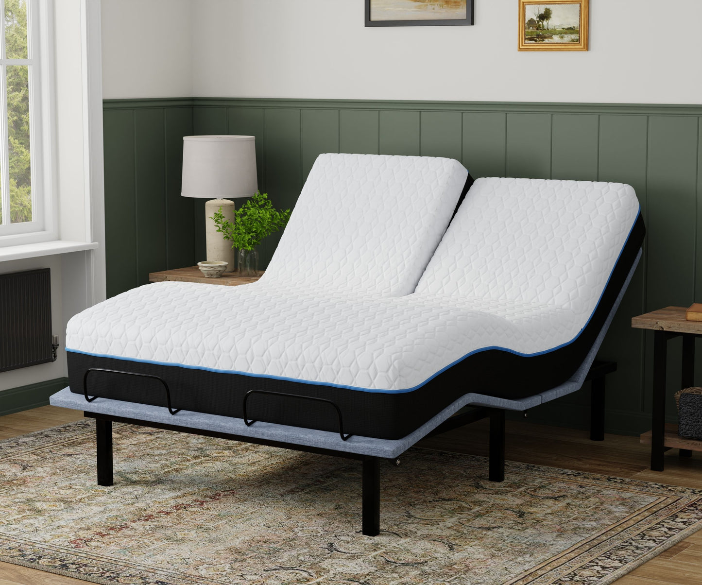 Copper Lux - 14" Split Top Queen Plush Memory Foam Mattress With Phase Change Cooling Fabric - White / Gray
