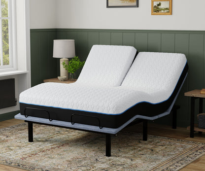 Copper Lux - 14" Split Top Queen Plush Memory Foam Mattress With Phase Change Cooling Fabric - White / Gray