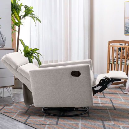 Modern Upholstered Rocker Nursery Chair Plush Seating Glider Swivel Recliner Chair - Tan