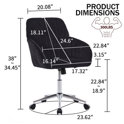 Adjustable Ergonomic Office Chair, Swivel Backrest Seat - Black