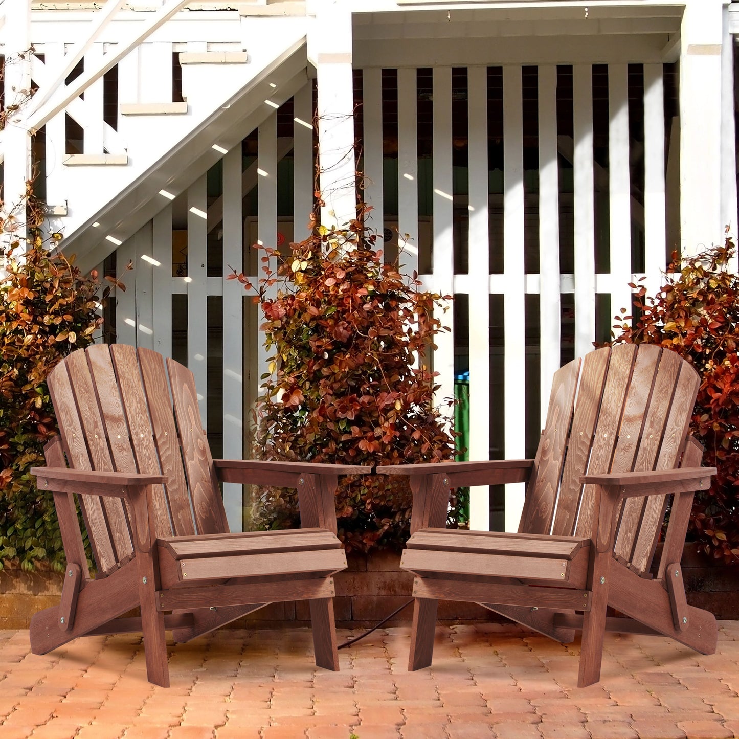 Oversize Outdoor Folding Adirondack Chair, Patio Chair For Garden Backyard Porch Pool Deck Firepit - Coffee