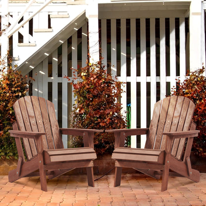 Oversize Outdoor Folding Adirondack Chair, Patio Chair For Garden Backyard Porch Pool Deck Firepit - Coffee