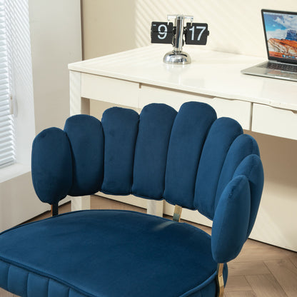 Modern Home Office Desk Chair With Adjustable Height And Swivel Wheels - Navy