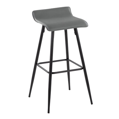 Ale - Contemporary Fixed Height Bar Stool (Set of 2) - Gray / Black