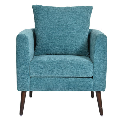 Accent Chair, Boucle Chair, Barrel Chair, Fabric Armchair Club Chair, Upholstered Arm Chair With Solid Wood Legs, Waist Pillow, Padded Single Chair For Living Room / Bedroom / Study / Waiting Room - Teal