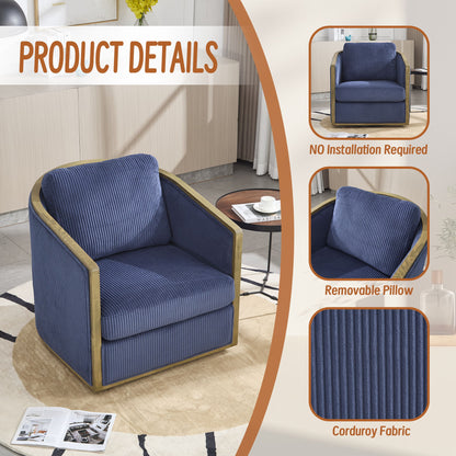 Swivel Barrel Chair, Comfortable Accent Sofa With 360 Degree Swivel For Living Room, Nursery, Office - Navy