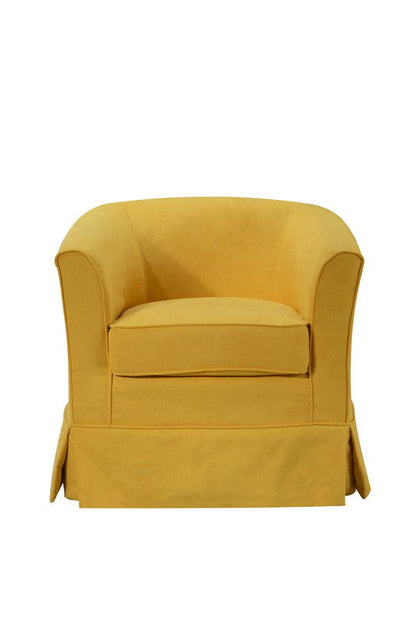 Tucker - Woven Fabric Swivel Barrel Chair - Yellow