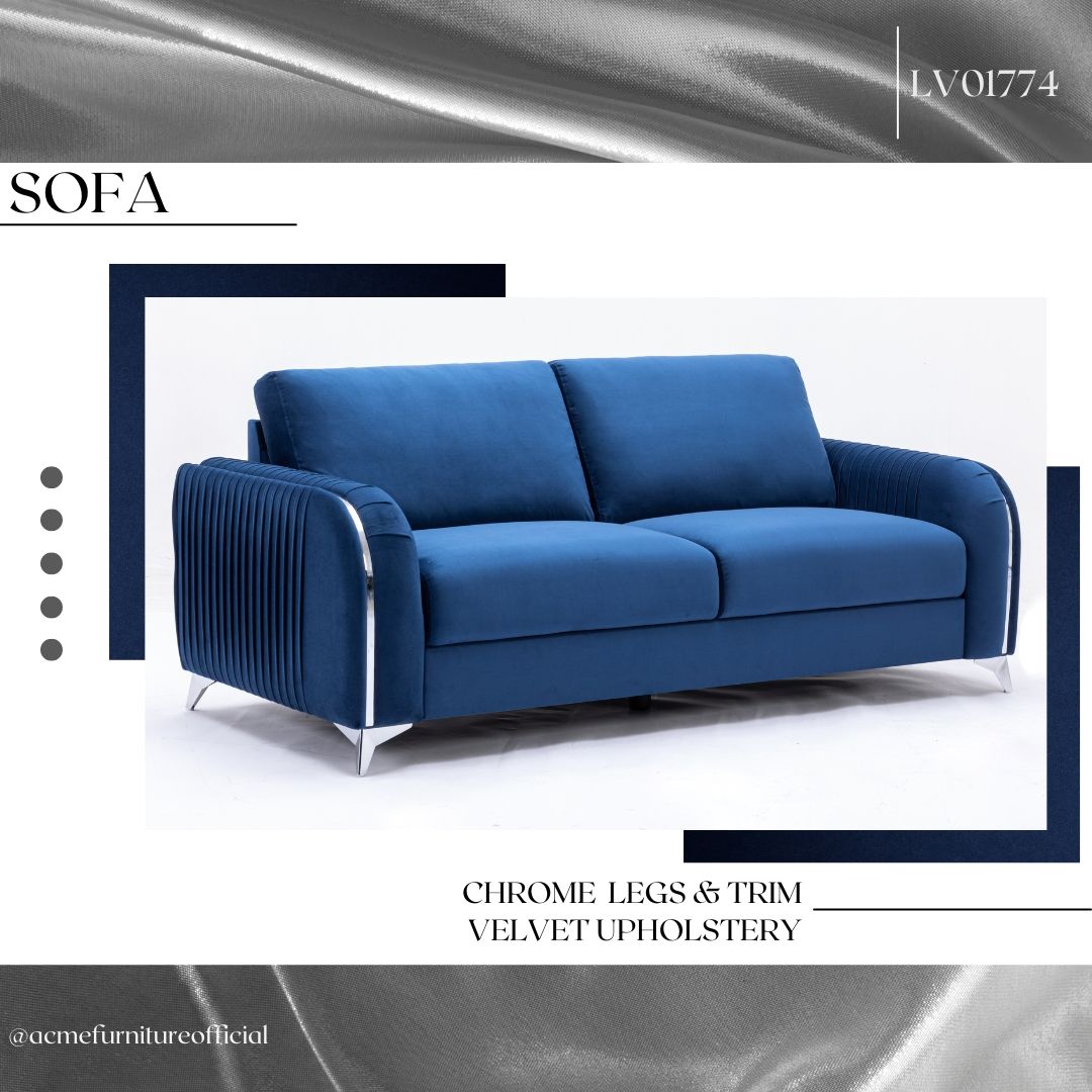 Wenona - Velvet Sofa - Blue