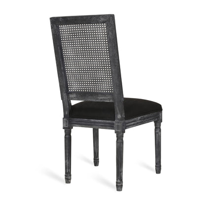 French Country Inspired Dining Chair Set With Cane Backrest - Distressed Light Brown