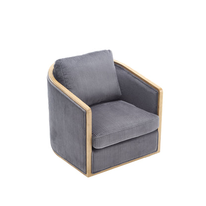 Corduroy Swivel Barrel Chair, Comfortable Accent Sofa, 360 Degree Swivel - Dark Gray