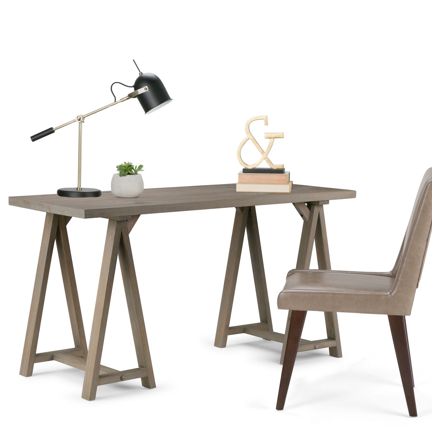 Sawhorse - Writing Desk - Distressed Gray