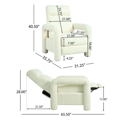 Push Back Recliner Armchair Upholstered Single Sofa With Adjustable Backrest For Living Room - Beige