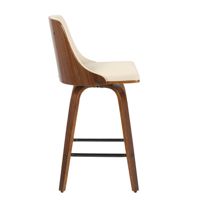 Gianna - Mid-Century Modern Counter Stool (Set of 2) - Walnut / Cream