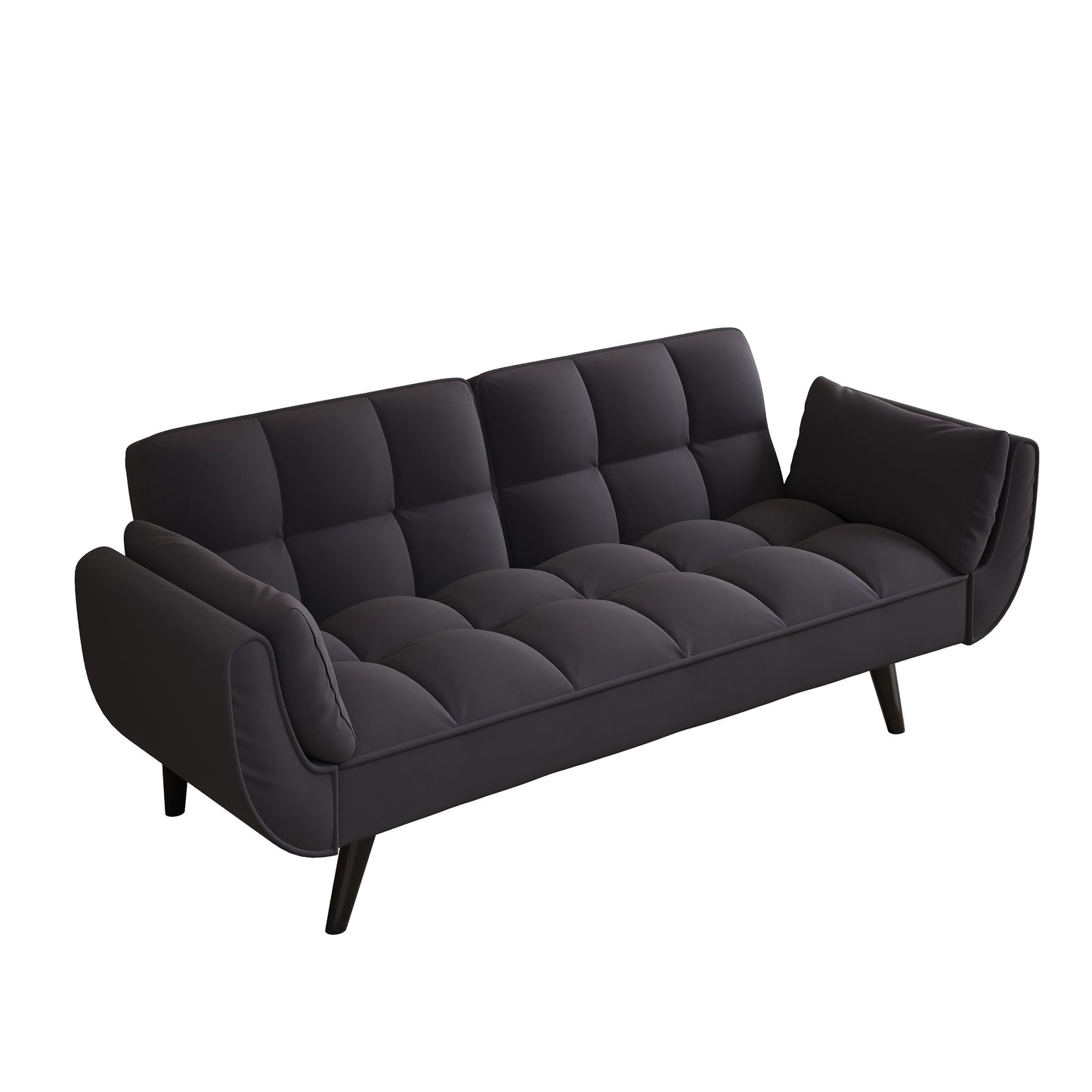 Sofa Soft Two Armrests Throw Pillow Pillow Comfortable Fit Apartment Bedroom Small Space - Black