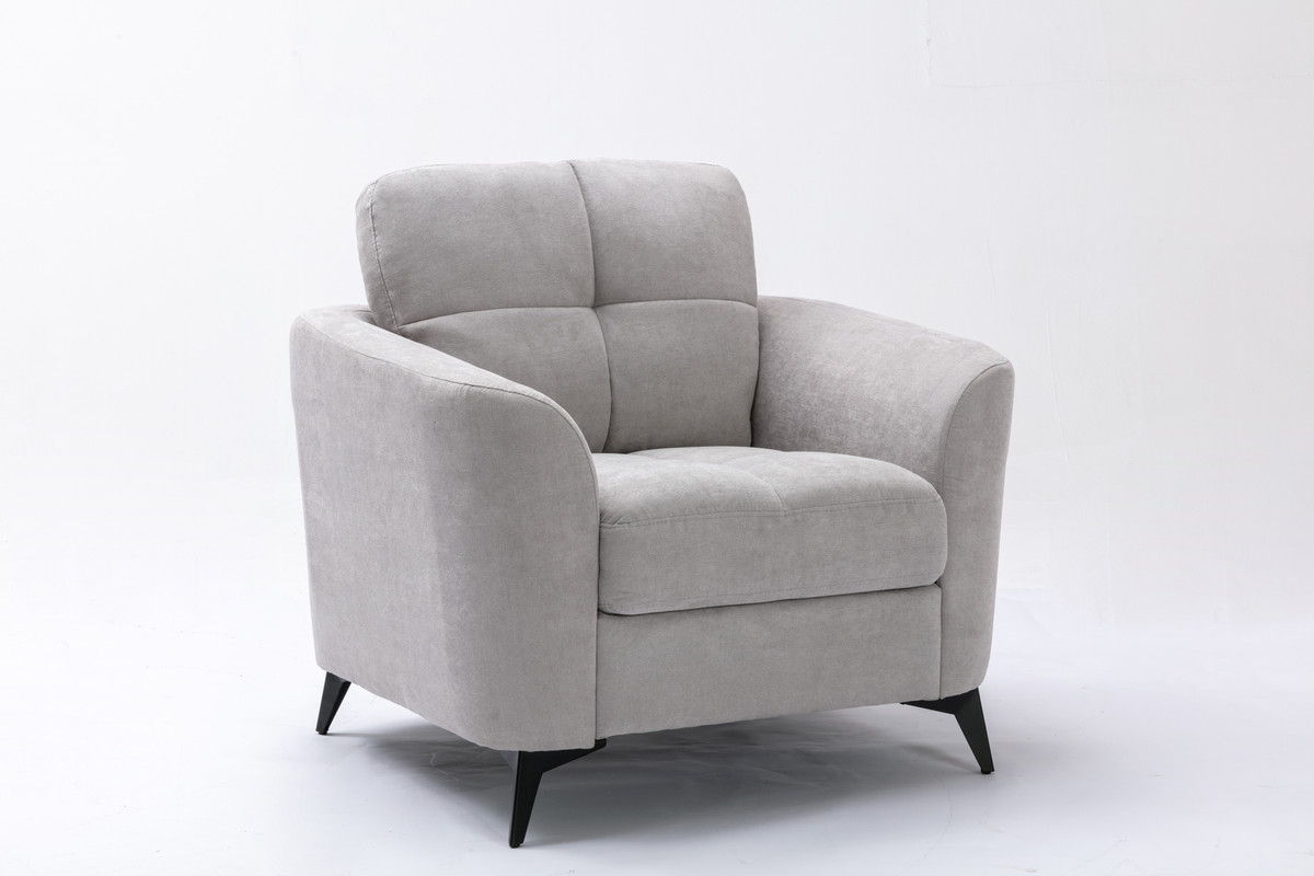 Callie - Woven Fabric Living Room Sofa, Loveseat, Chair (Set of 3) - Light Gray