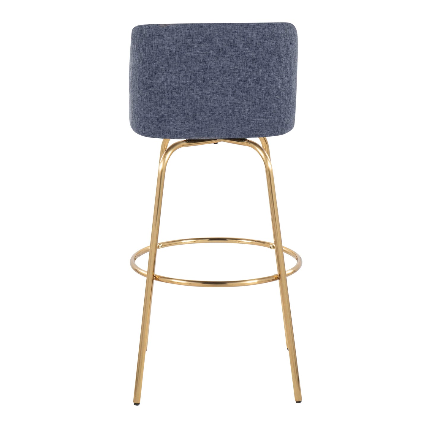 Toriano - Contemporary Fixed Height Barstool With Swivel With Round Footrest (Set of 2) - Blue / Gold