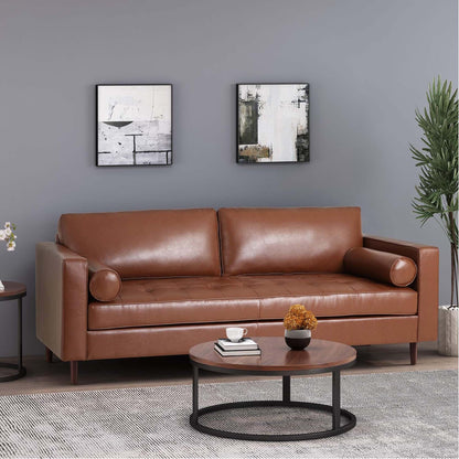 Comfy 3 Seat Sofa With Wooden Legs, For Living Room And Study - Light Brown