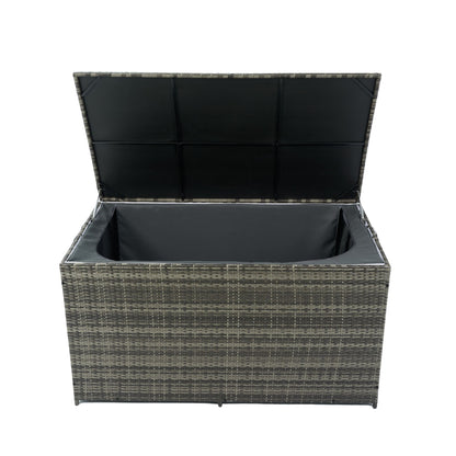 Outdoor Storage Box, 200 Gallon Wicker Patio Deck Boxes With Lid, Outdoor Cushion Storage For Kids Toys, Pillows, Towel - Gray