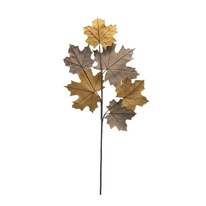 Velvet Maple Leaf Spray, Botanicals Decor For Harvest Festival Fall Festival & Thanksgiving Table Decorations (Set of 6) - Green