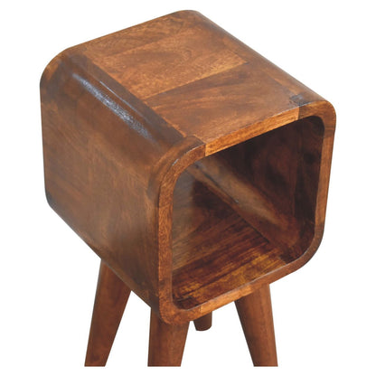 Extra Mini Minimalist Open Curved Bedside Table - Chestnut