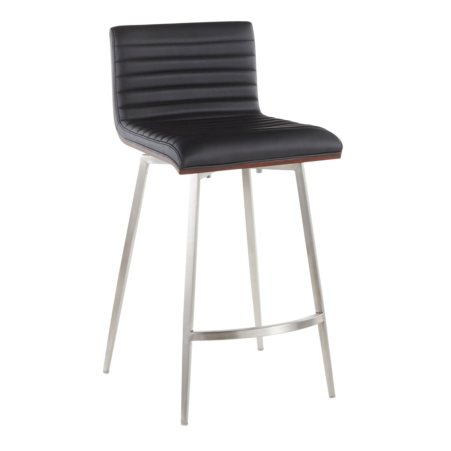Marcel Mason - 5 Piece Swivel Contemporary Counter Height Dining Set - Chrome - Black / Walnut / Black