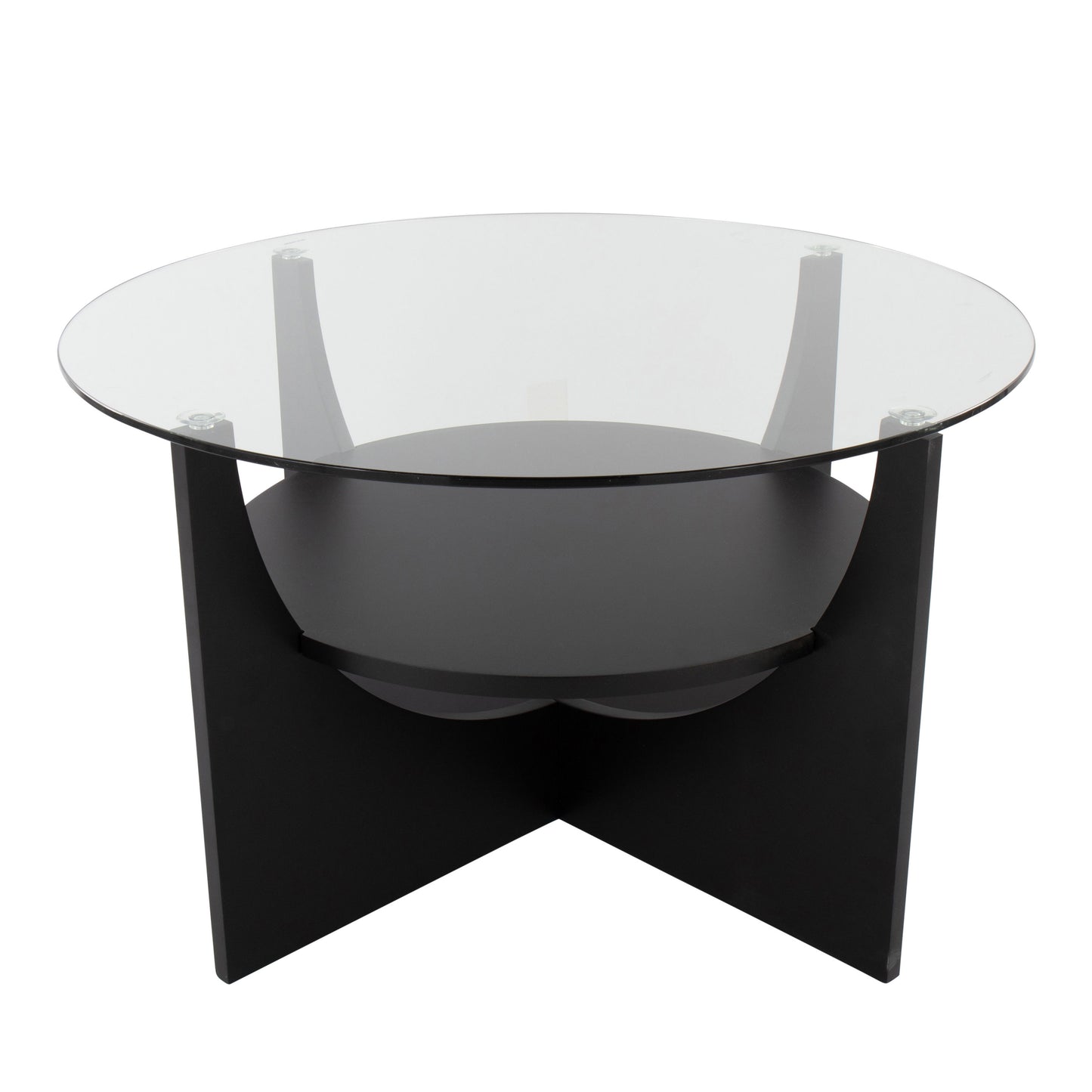 U - Shaped Contemporary Coffee Table - Black / Clear
