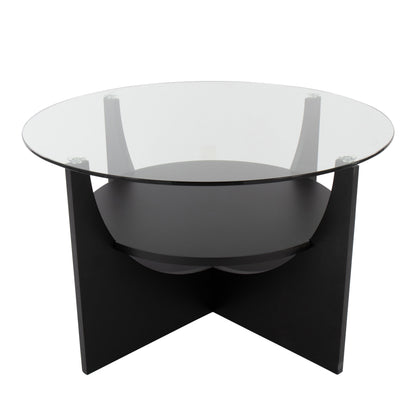 U - Shaped Contemporary Coffee Table - Black / Clear