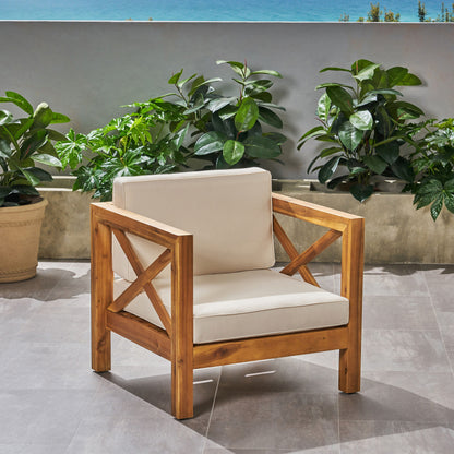 Brava - Modern Club Chair With Water Resistant Cushions - Beige