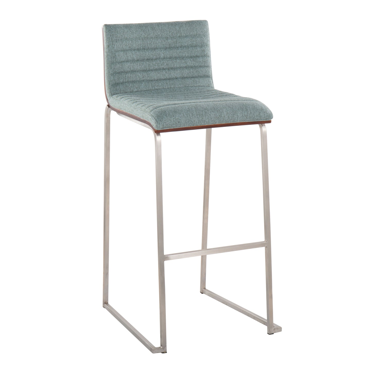 Mason Mara - Contemporary Fixed Height Barstool (Set of 2) - Walnut / Green