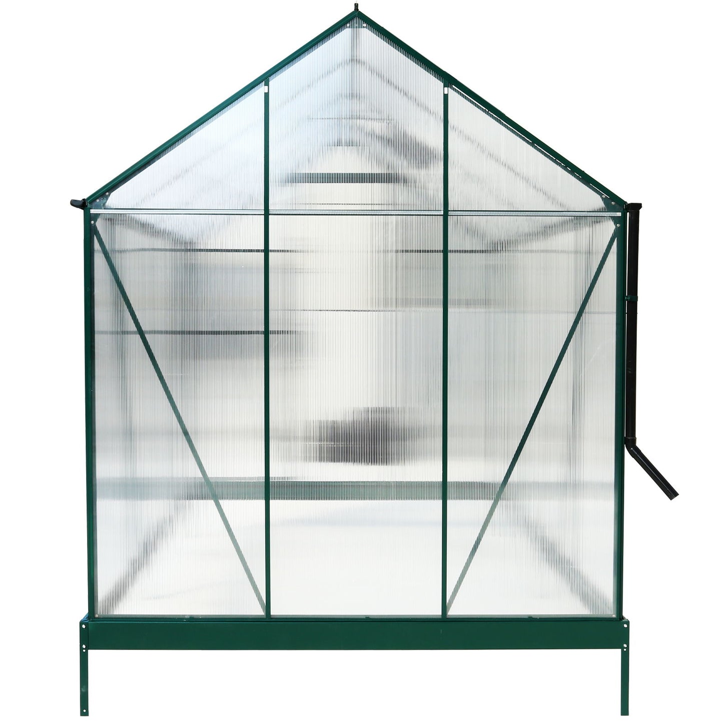 6.3'x8.2'x7' Polycarbonate Greenhouse, Heavy Duty Outdoor Aluminum Walk-In Green House Kit With Rain Gutter, Vent And Door For Backyard Garden - Green