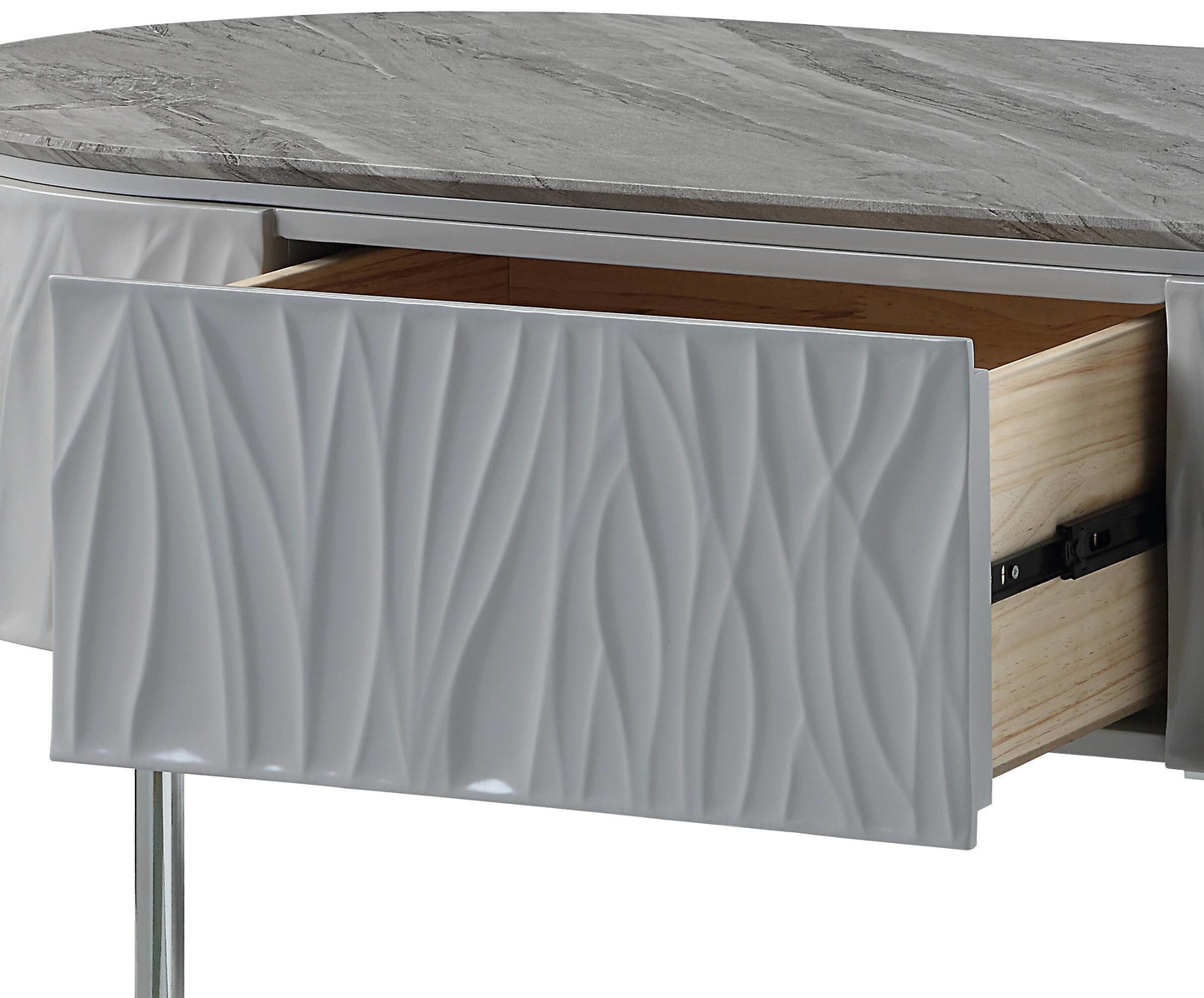 Yukino - High Gloss Coffee Table - Chrome / Gray