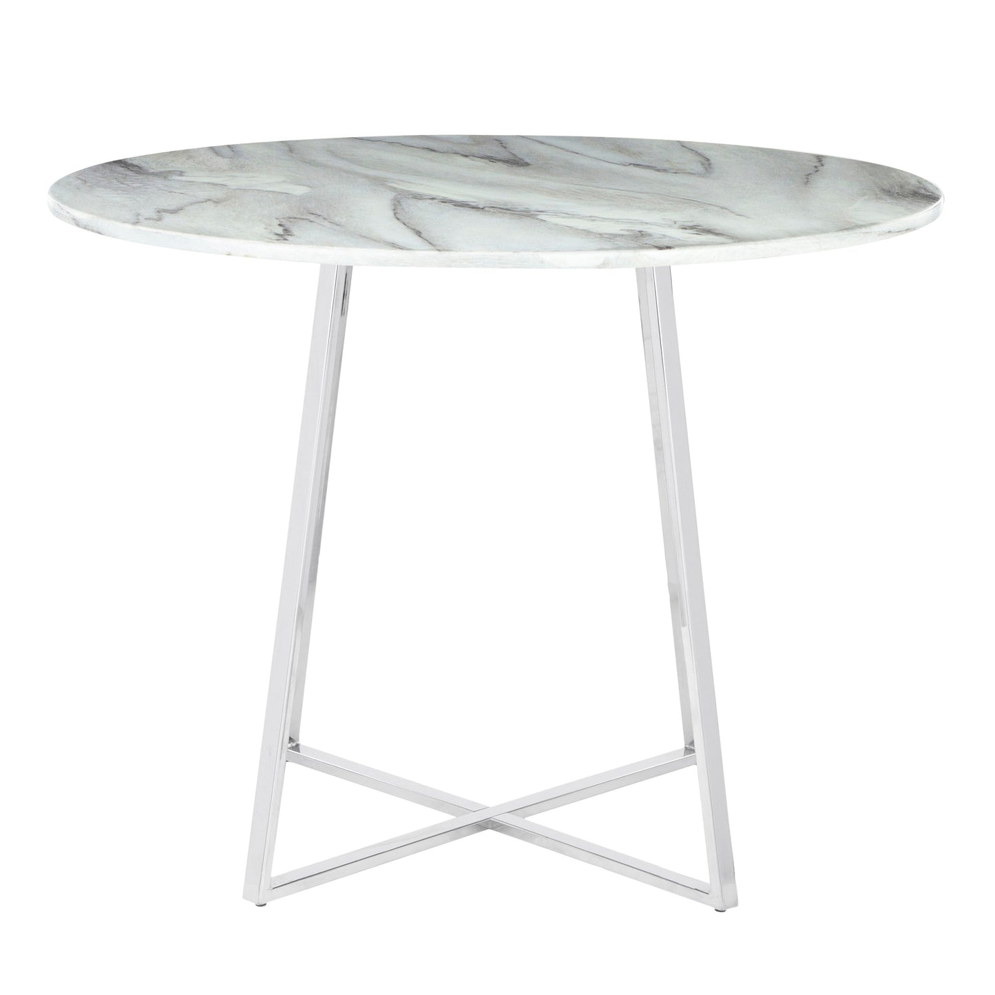Cosmo - Contemporary / Glam Dining Table - Chrome / White