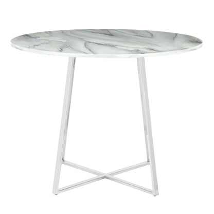 Cosmo - Contemporary / Glam Dining Table - Chrome / White