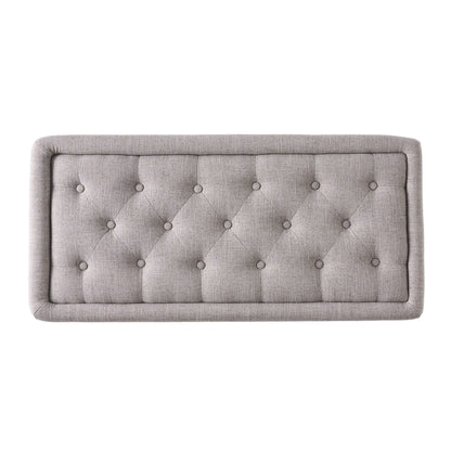 Dean - Fabric Storage Wide Tufted Rectangle Ottoman - Gray