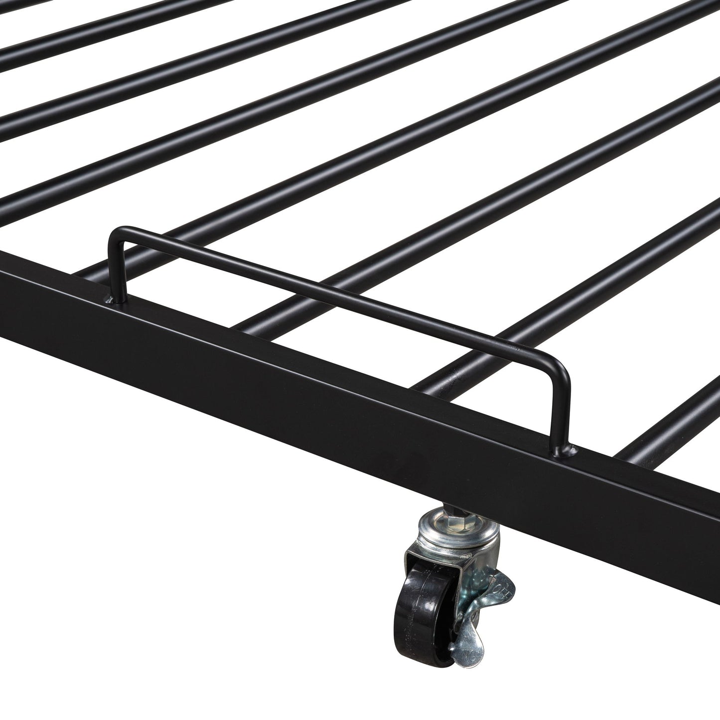 Full Size Platform Bed Frame With Trundle, USB Ports And Slat Support,No Box Spring Needed - Black