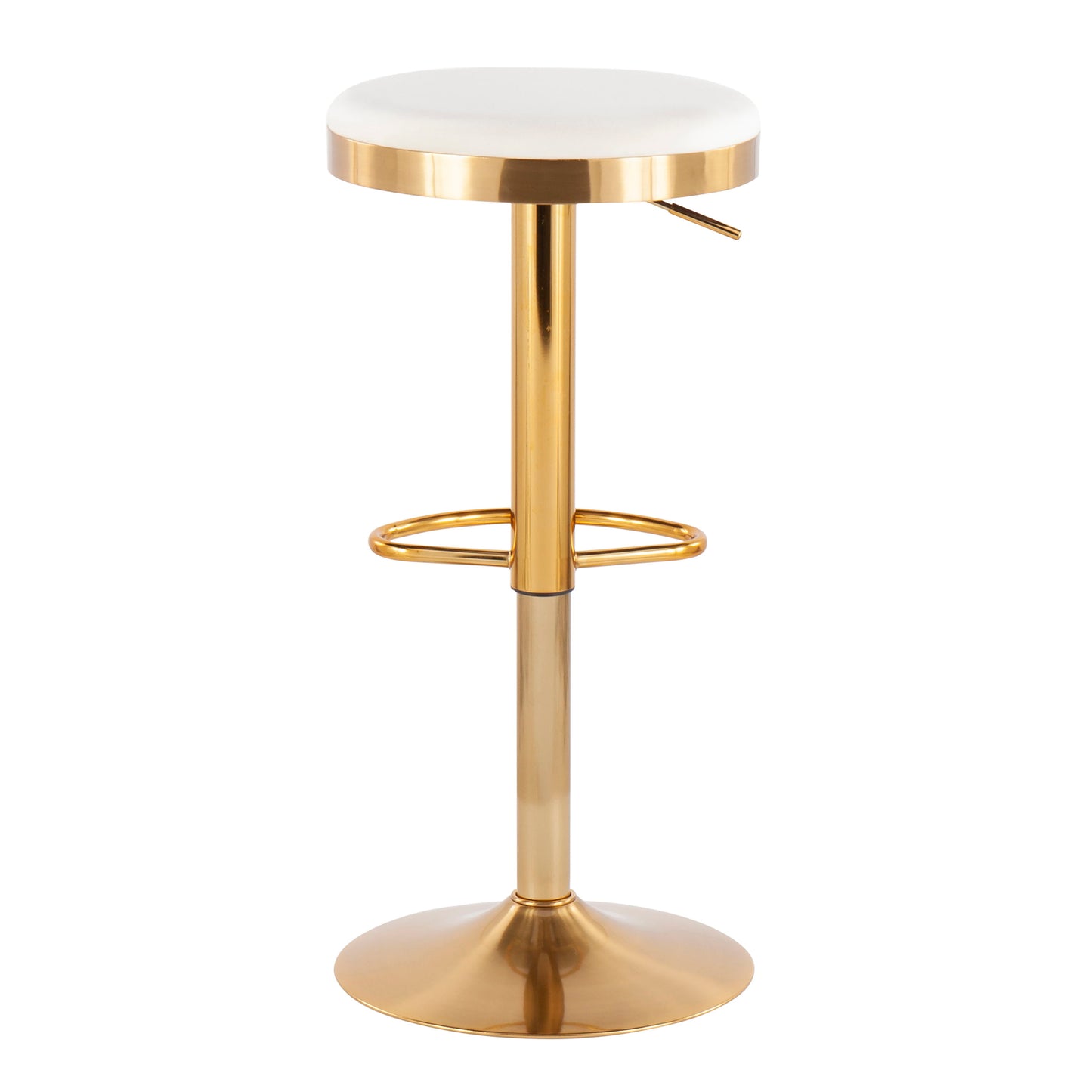 Dakota - Contemporary Upholstered Adjustable Barstool (Set of 2) - Gold / Cream