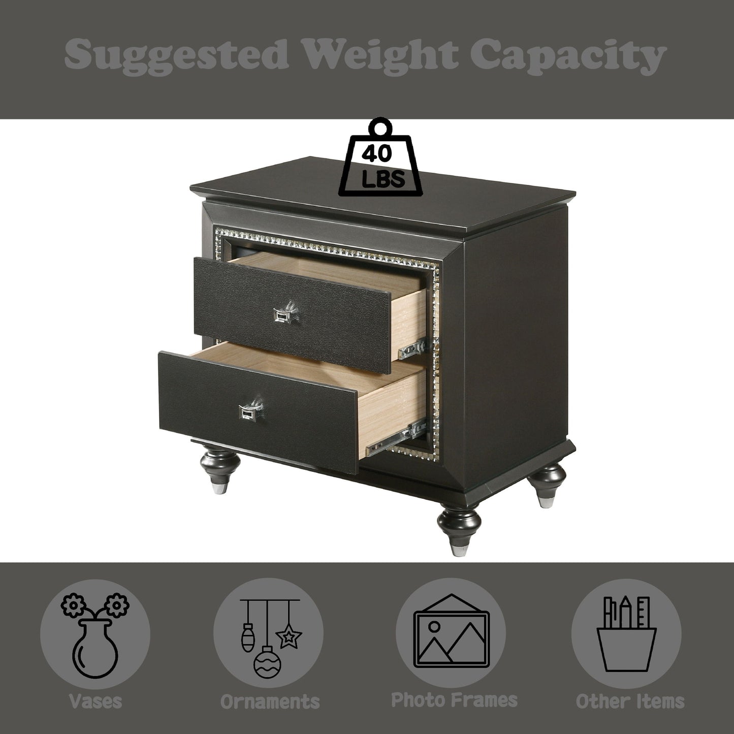 Kaitlyn - Nightstand - Metallic Gray