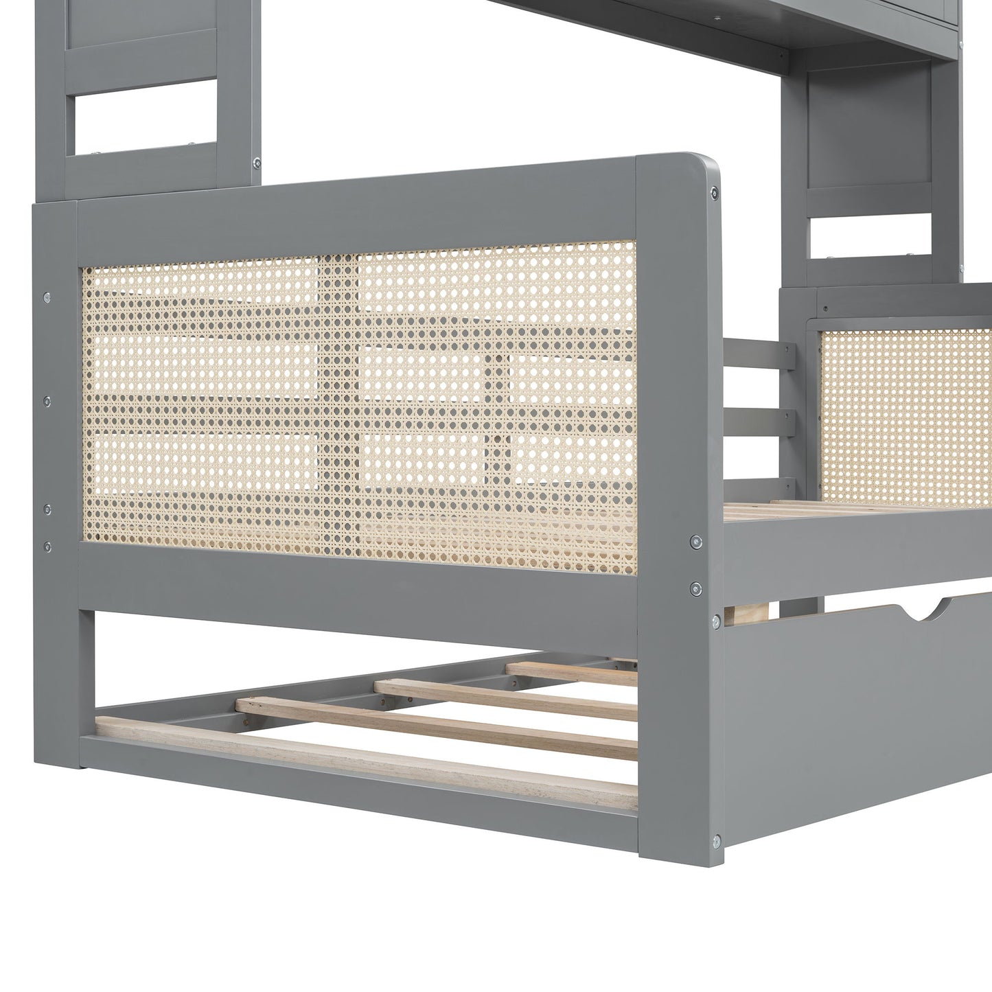 Twin Size Wooden Daybed With Twin Size Trundle, And All In One Cabinet And Shelf - Gray
