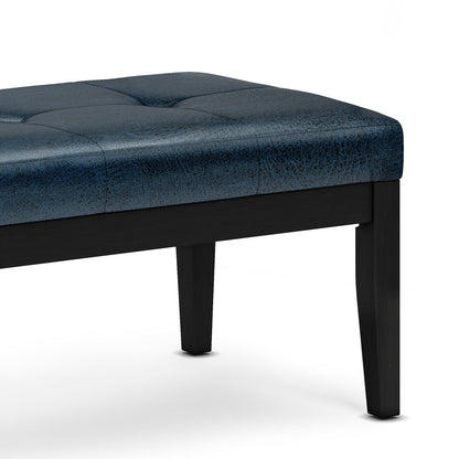 Lacey - Tufted Ottoman Bench - Distressed Dark Blue