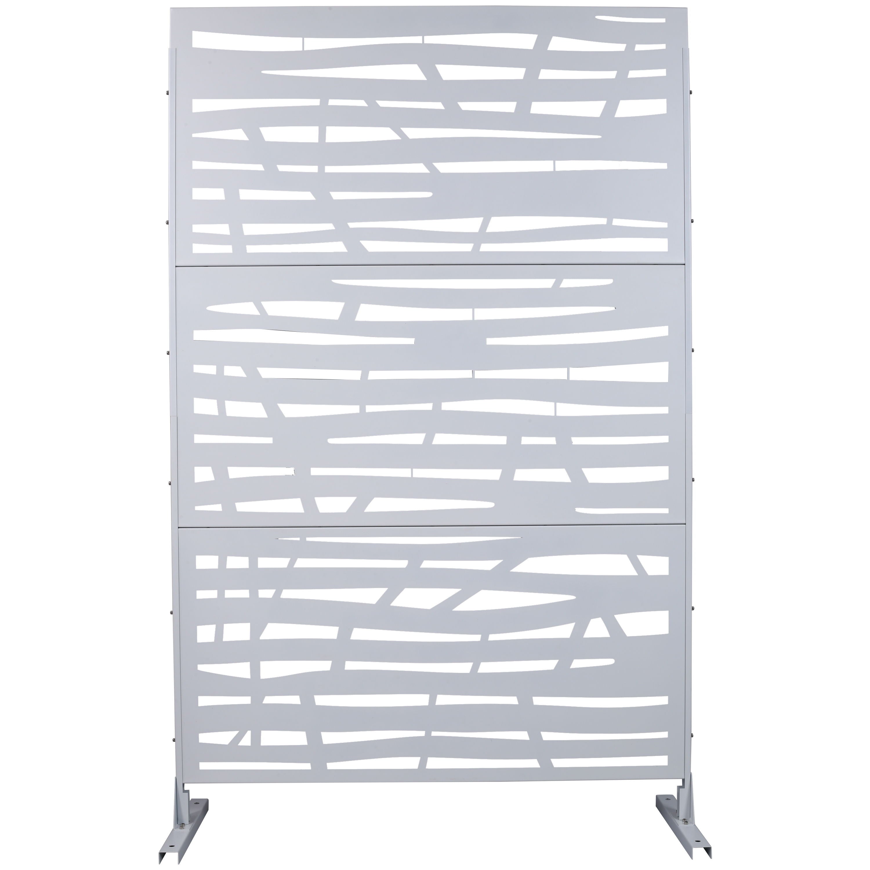 Outdoor & Indoor Privacy Screen Metal Privacy Screen, Freestanding Decorative Screen For Deck Balcony Patio - White