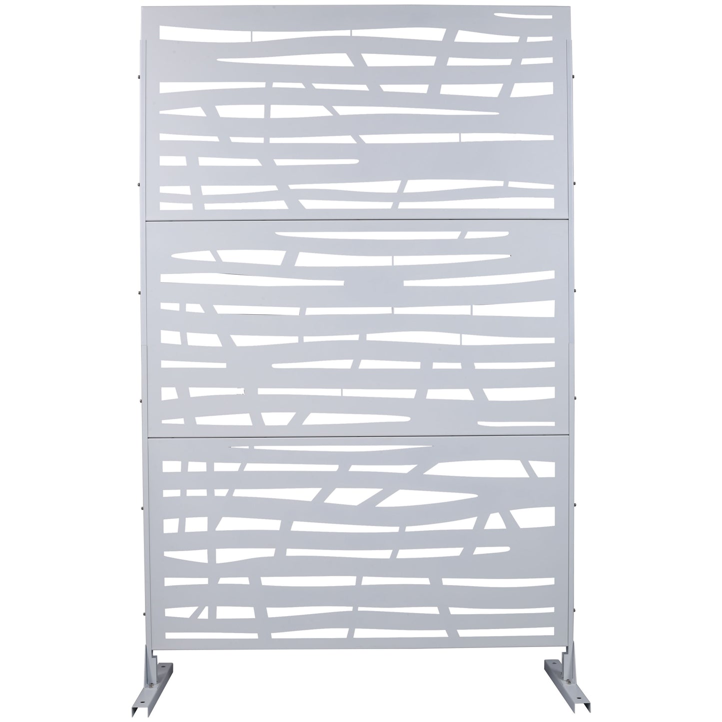 Outdoor & Indoor Privacy Screen Metal Privacy Screen, Freestanding Decorative Screen For Deck Balcony Patio - White