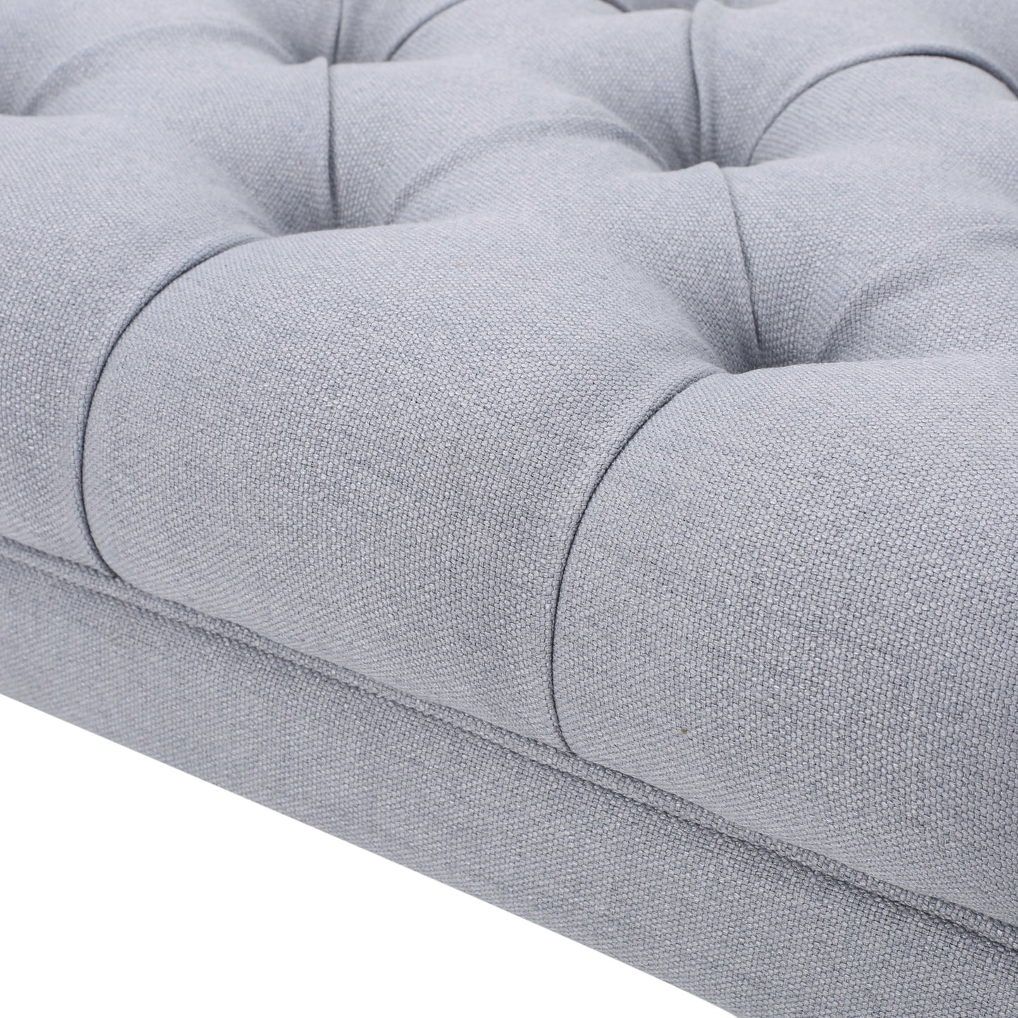 Hilton - Ottoman Bench With Classic Button Tufting - Light Gray