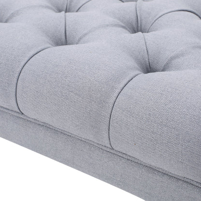 Hilton - Ottoman Bench With Classic Button Tufting - Light Gray