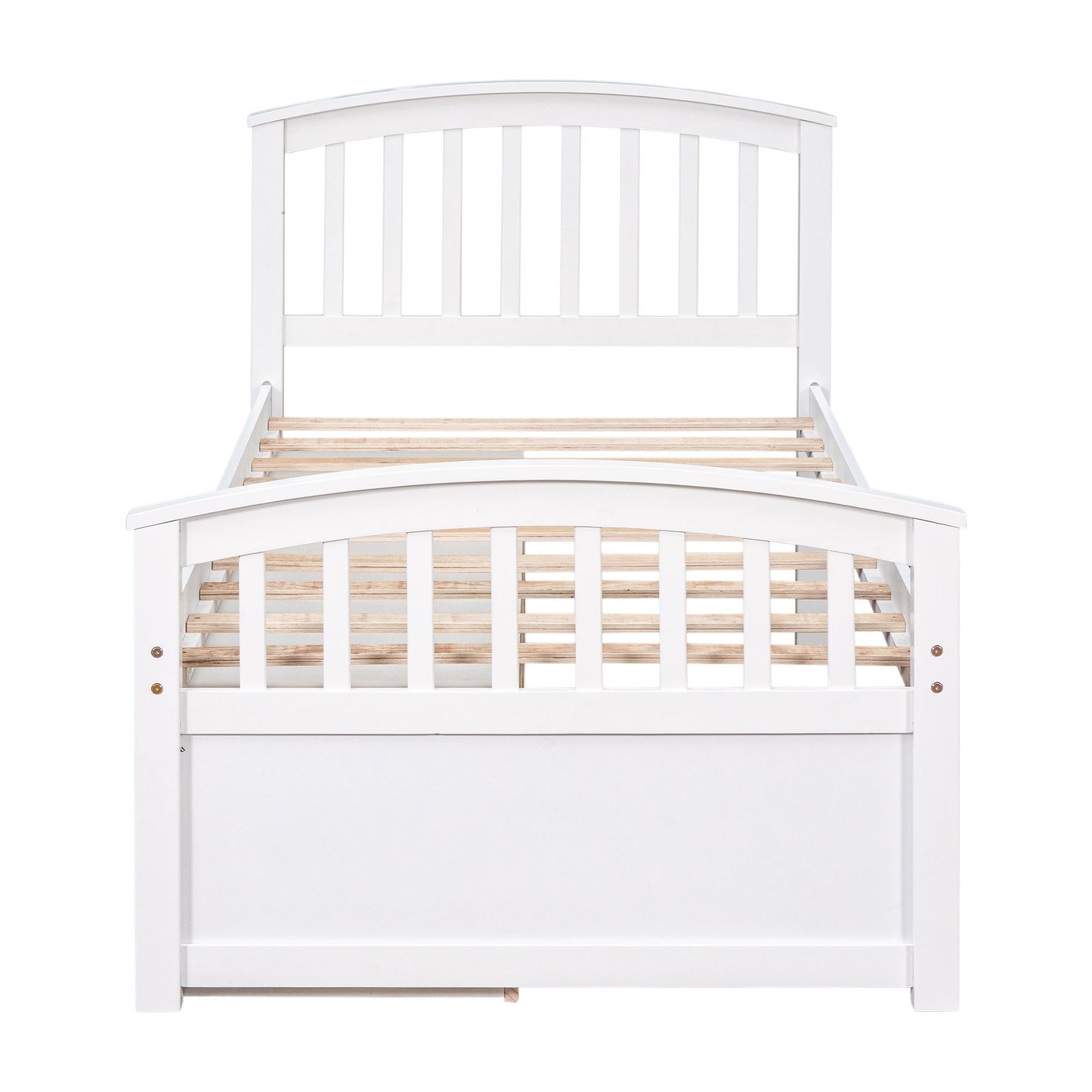 Twin Size Platform Storage Bed Solid Wood Bed With 6 Drawers - White