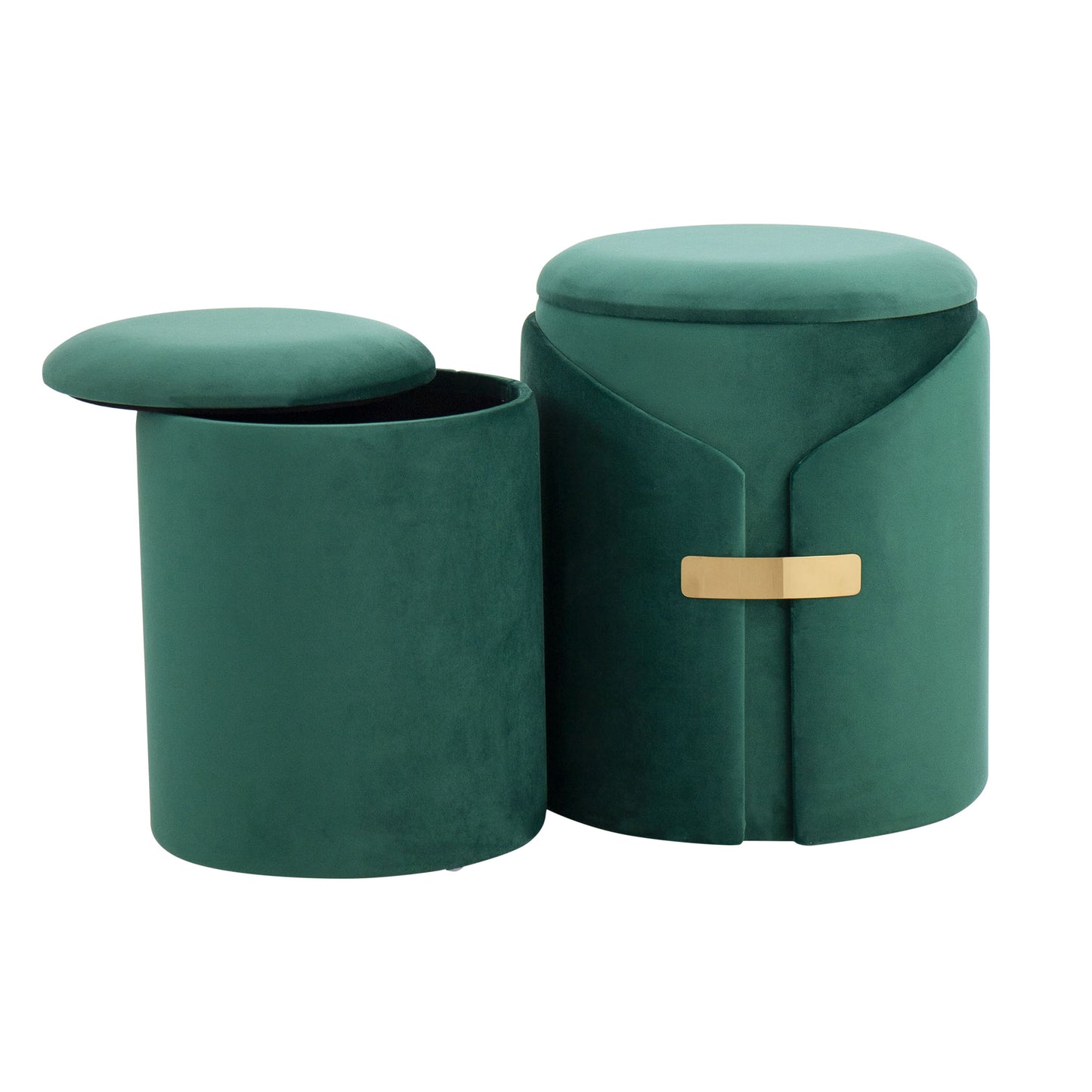 Dahlia - Contemporary / Glam Nesting Ottoman Set - Green