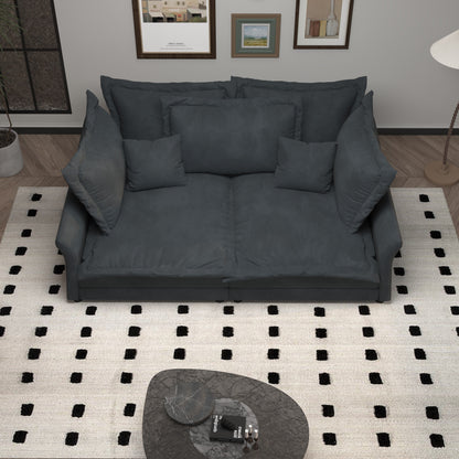 Modern Comfy Upholstered Sofa Cloud Couch, Deep Seat Couches With Multiple Large Soft Pillows, Convertible Deep Seat Chaise Langue For Living Room - Gray